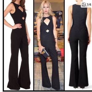 Rachel Zoe Black Cut Out Flare Wide Leg Jumpsuit